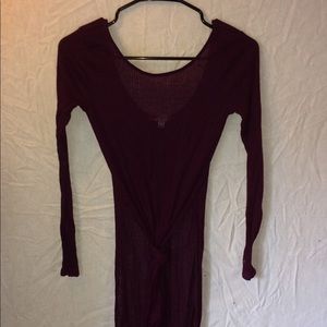 Burgundy long sleeve long top